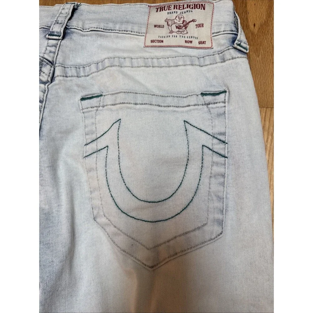 True Religion Ricky Jeans Men's 34XL33 Light Blue Relaxed Straight Leg
